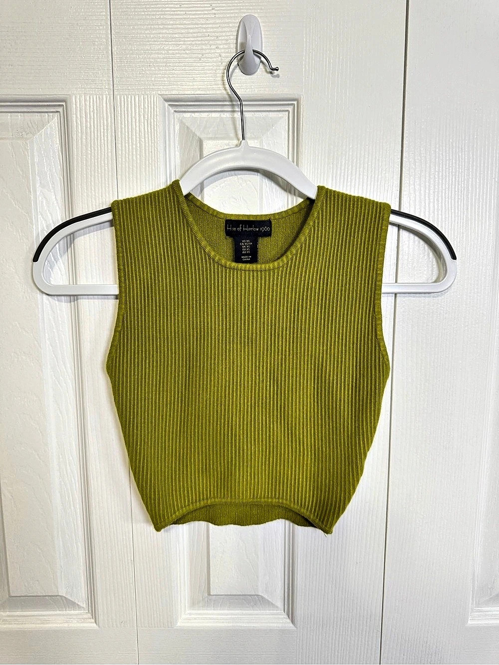 House of Harlow 1960 Green Ribbed Knit Crop Top XS